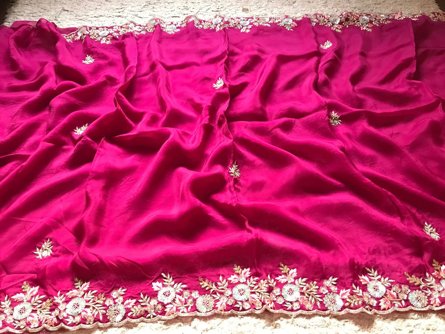 Wine inspired premium organza saree