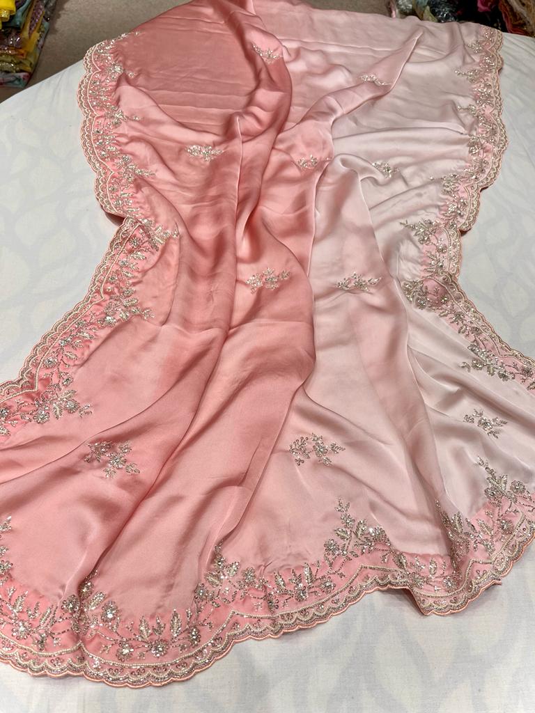 Satin shaded partywear saree