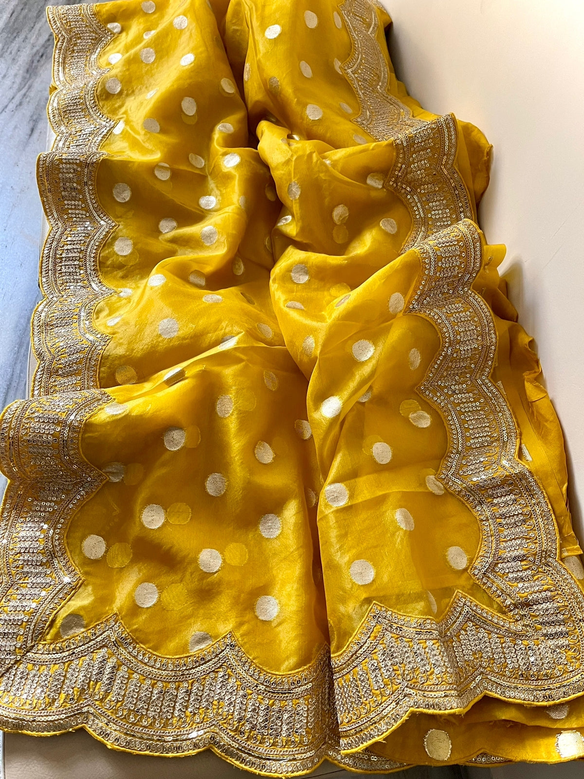 Scalloped organza inspired saree