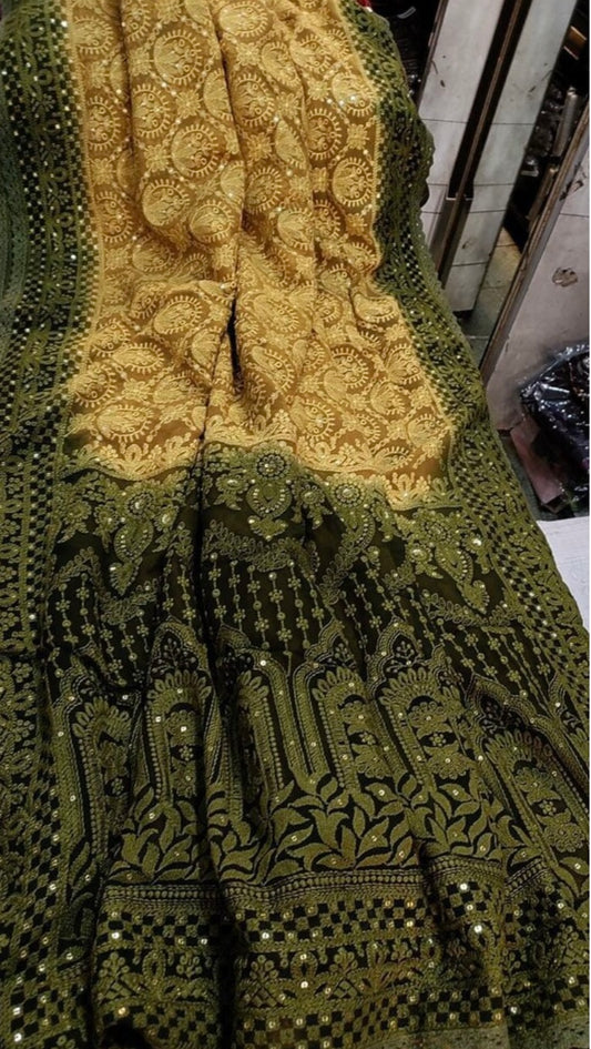 Beautiful dyed chikankari saree