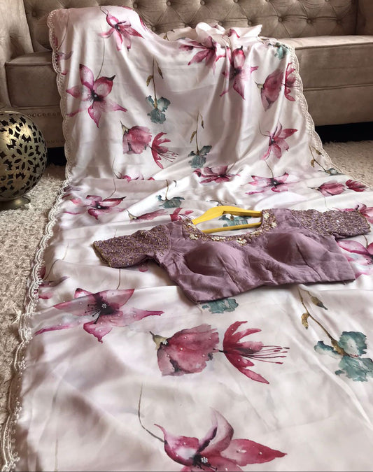 Satin luxury partywear saree