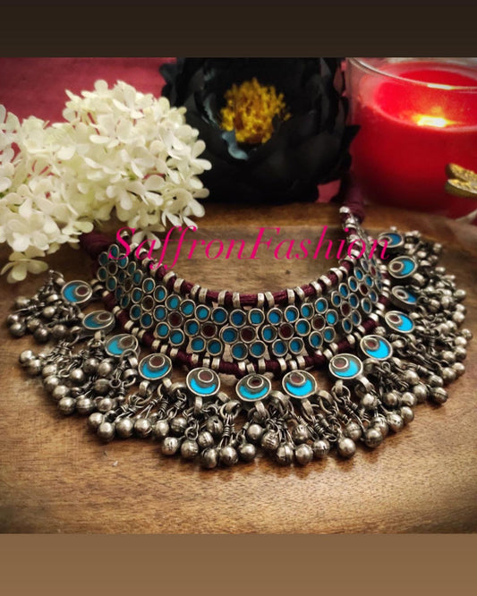 Firoza glass Afghani choker