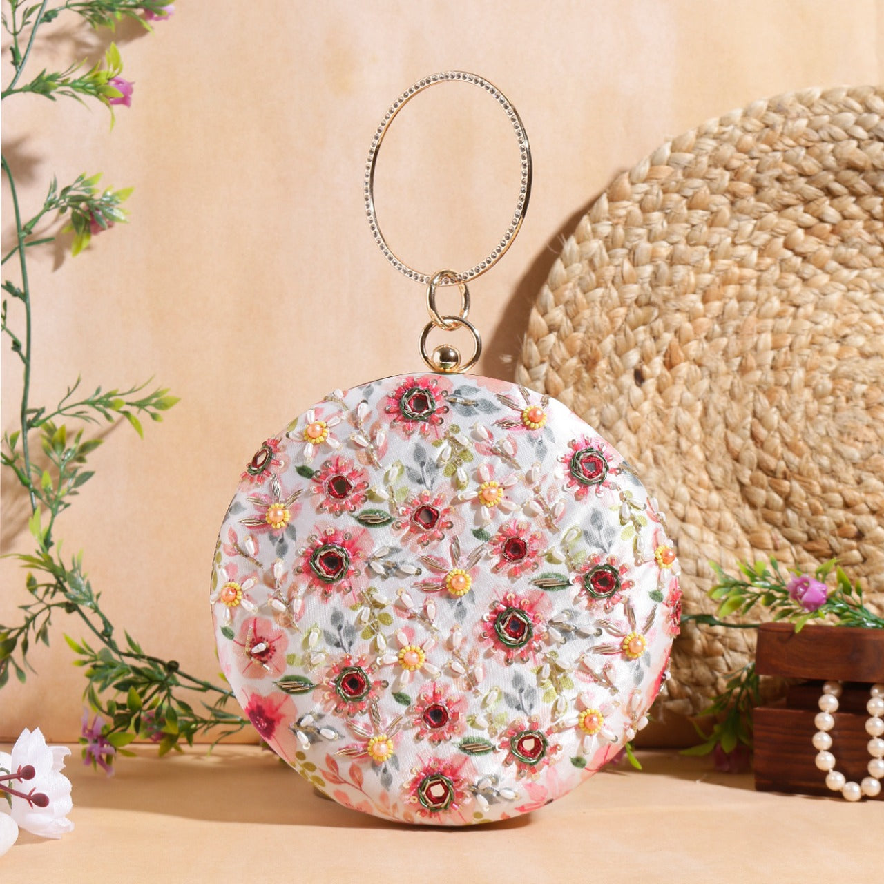 Runika embroidered clutch