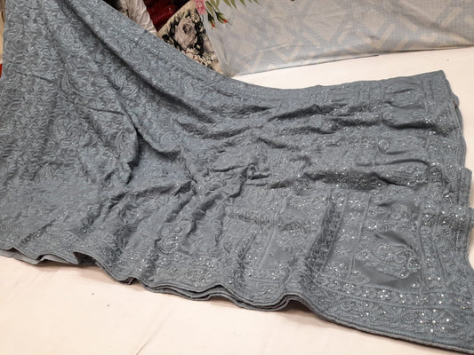 Kiara Lucknowi gorgette saree