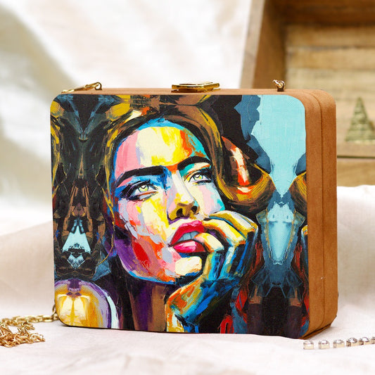 Printed clutch bag