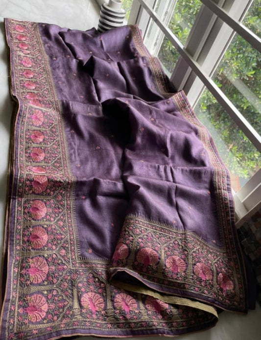 Rushika Tussar saree Indian wedding saree women sari blouse