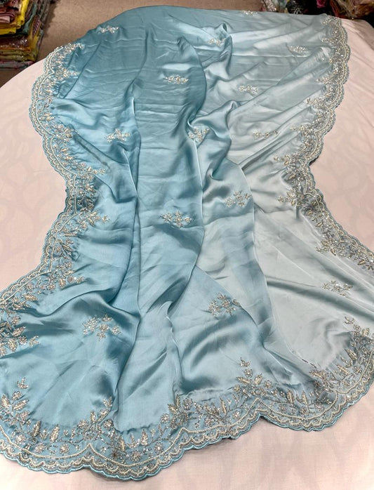 Satin shaded partywear saree