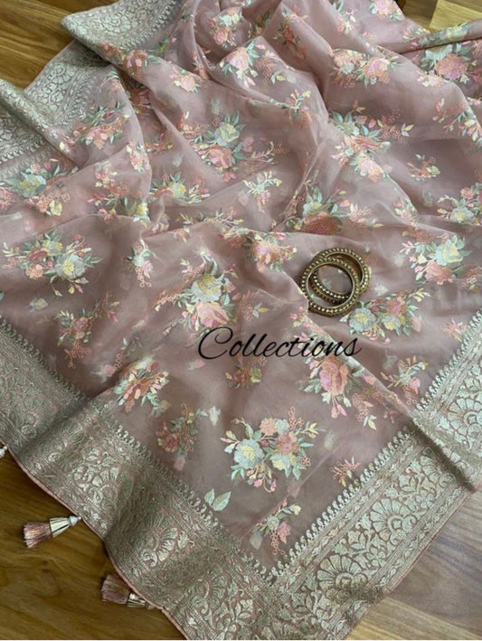 Vanilla organza saree