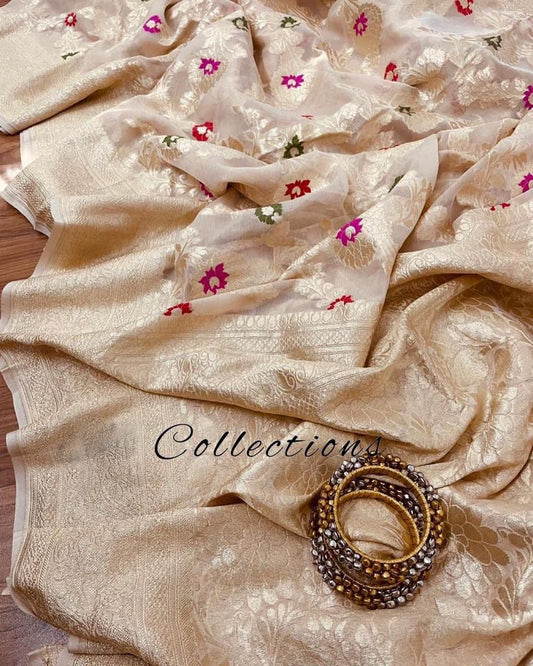 Roza banarsi weaved saree party wear saree Indian sari blouse