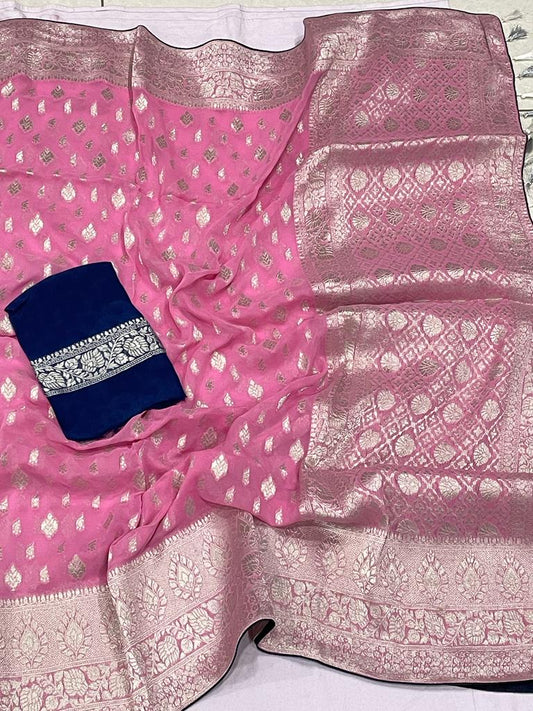 Gunisha khaddi gorgette saree