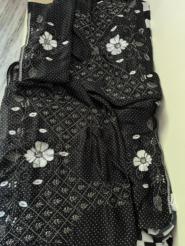 Satin striped trendy saree