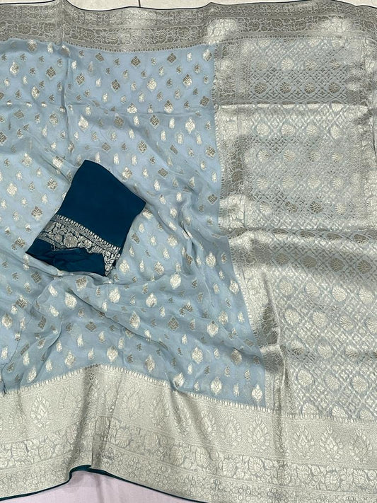 Gunisha khaddi gorgette saree