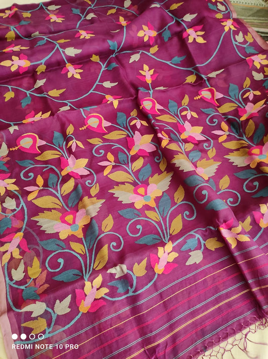 Rukshar Muslim tantuj jamdani saree
