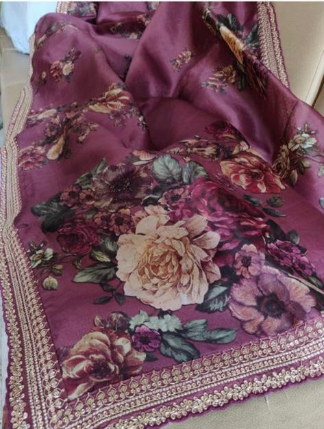 Floral organza sweet saree