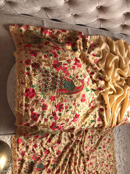 Yazmin chiffon inspired peacock saree