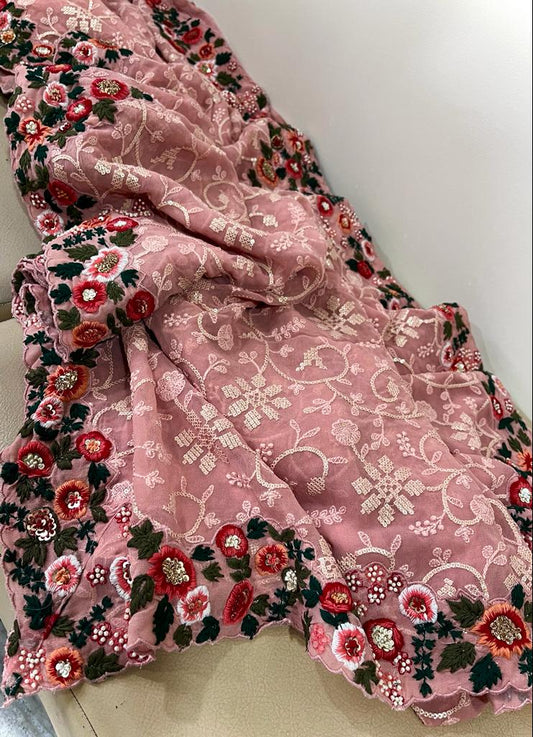 Noora chikankari Parsi inspired saree