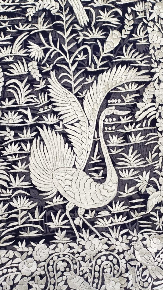 Black white Parsi dupatta