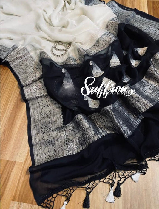 Banarsi handwoven chiffon saree