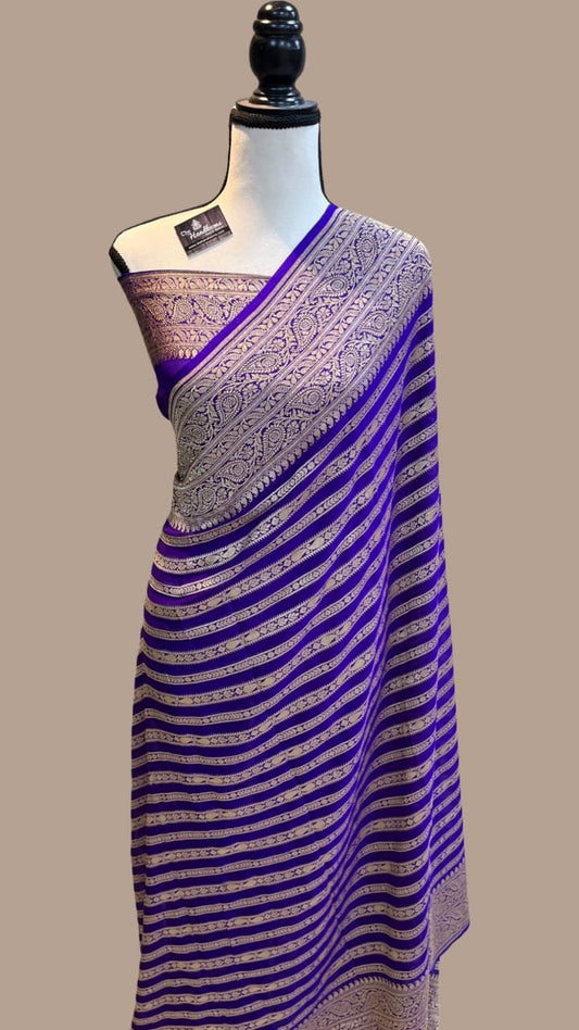 Striped khaddi gorgette saree