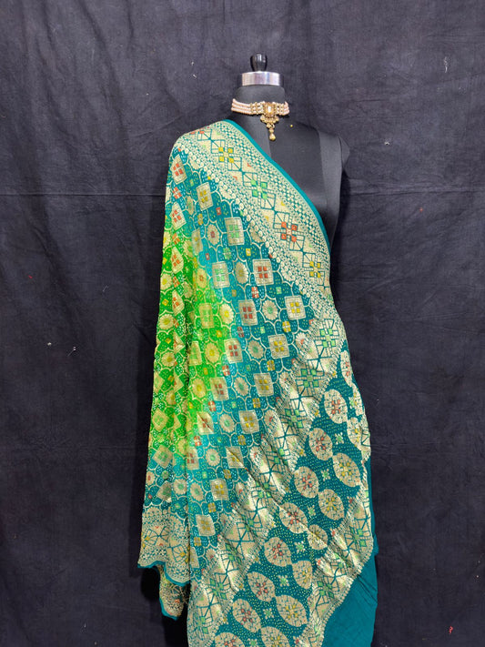 Jodha inspired bandhej gorgette Dupatta