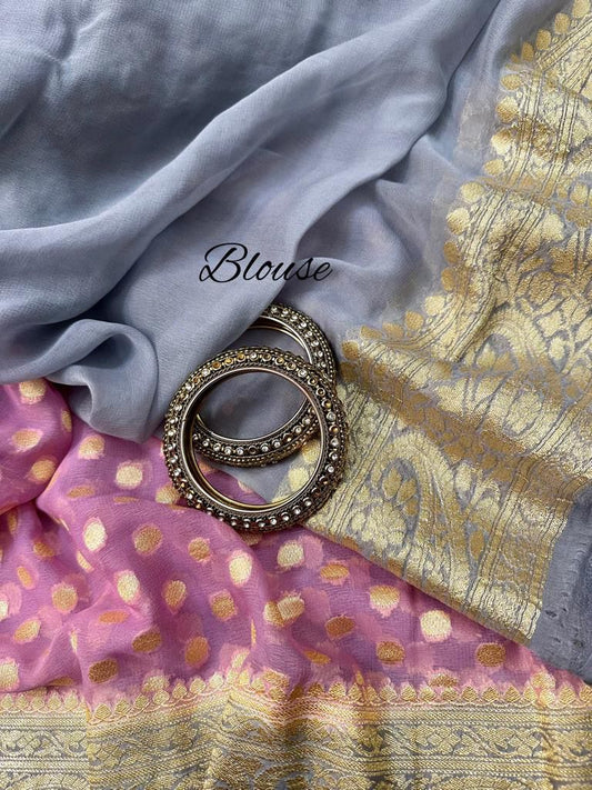 Pink handwoven Banarsi saree