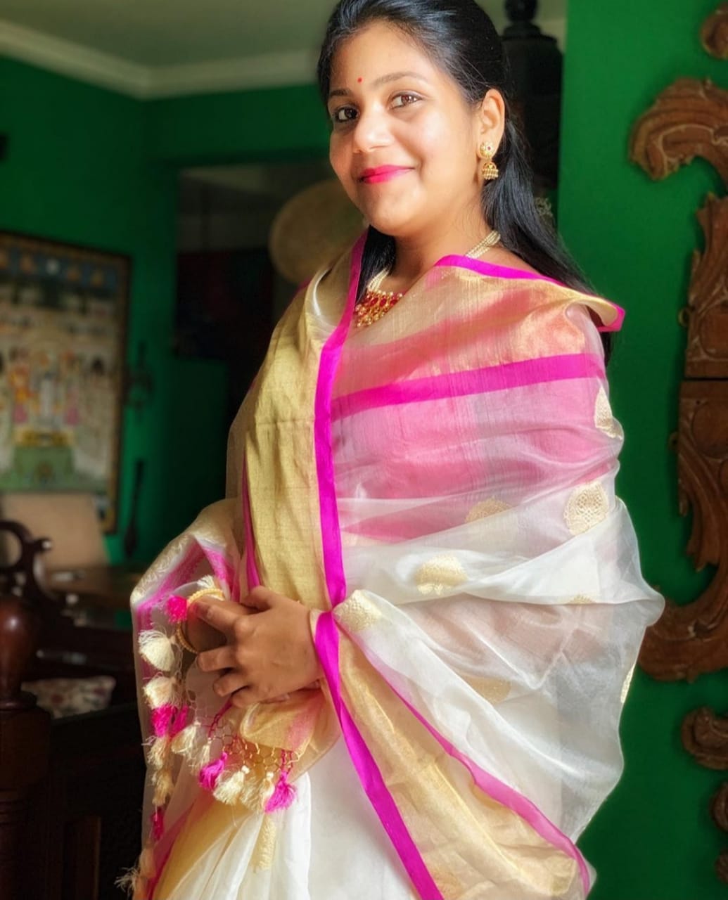 Roza banarsi Kora saree