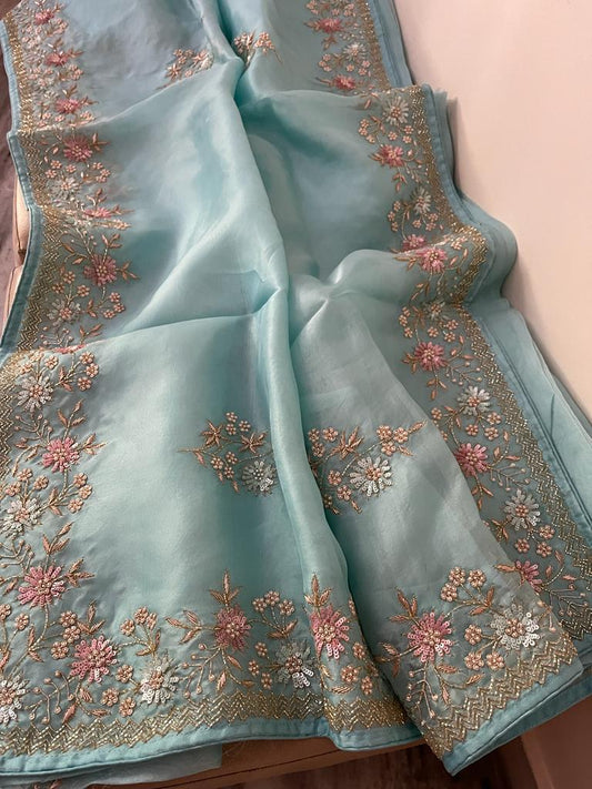 Ramisha organza wedding saree