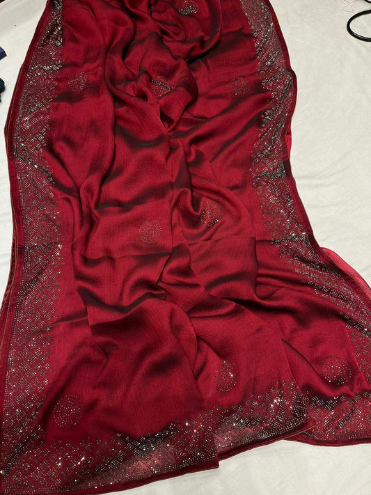 Satin partywear saree