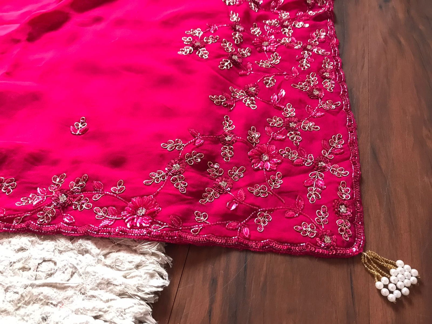 Gulabo pink premium gorgette indian sarees