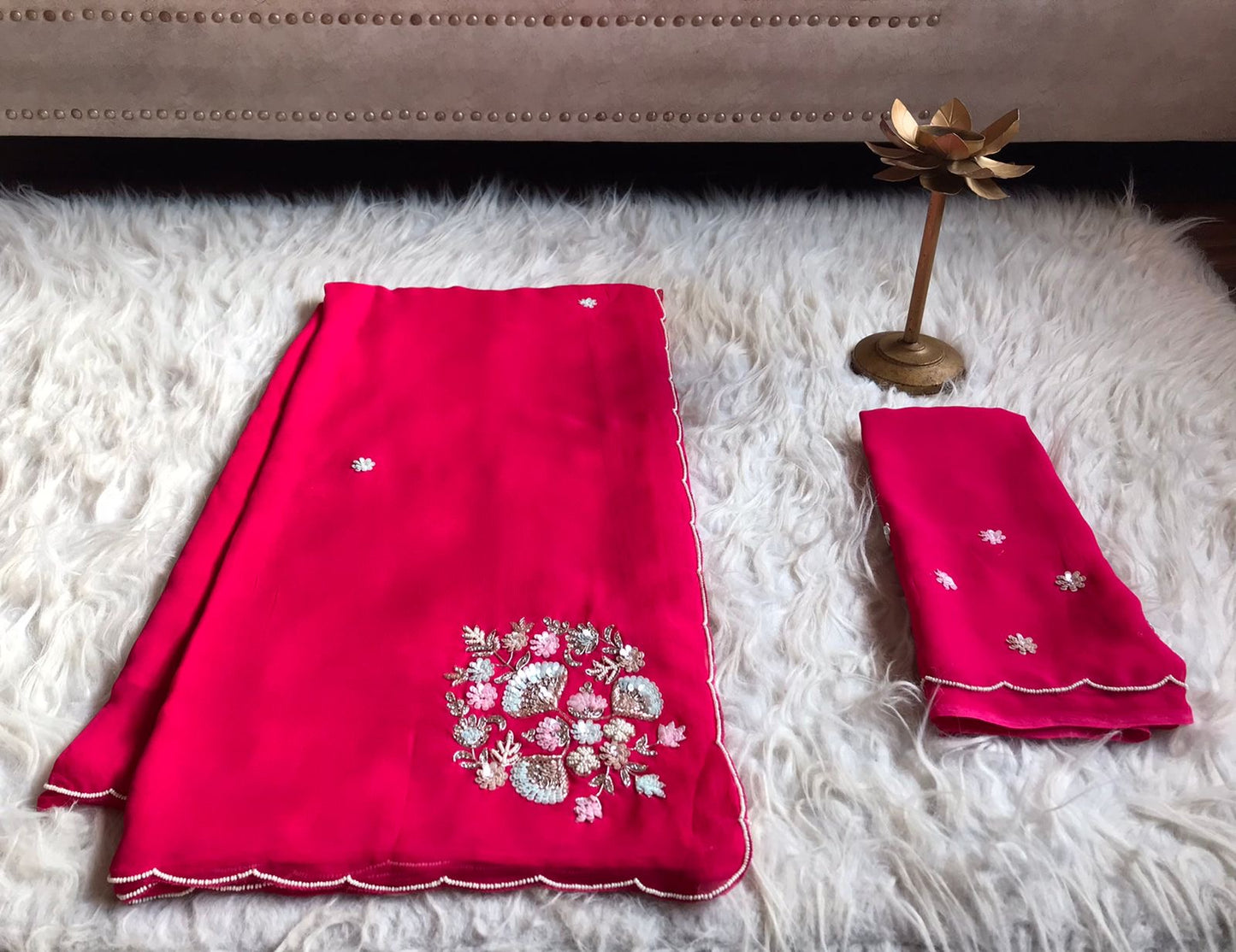 Fuchsia Pink Premium Organza Saree