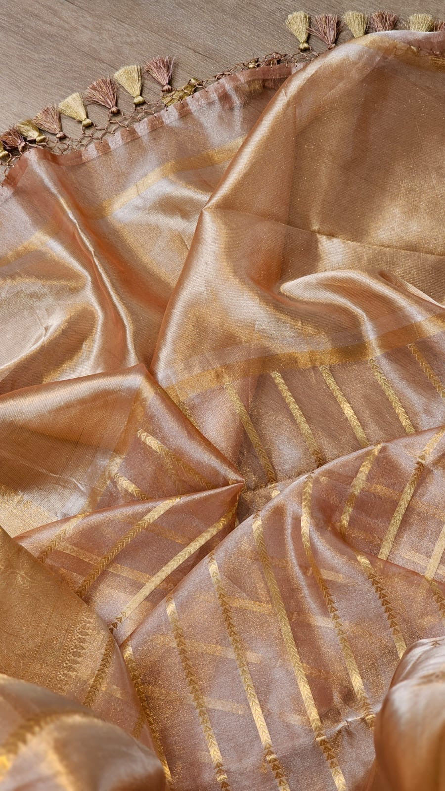 Striped tissue silk Banarsi Indian sarees