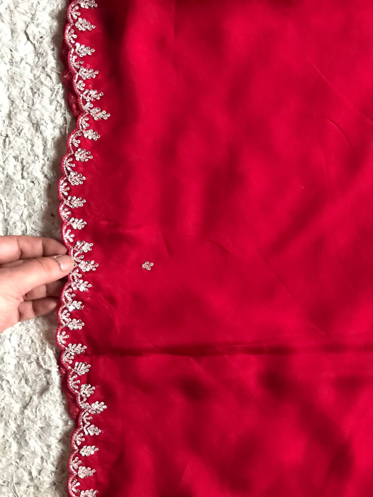 Red premium organza silk saree