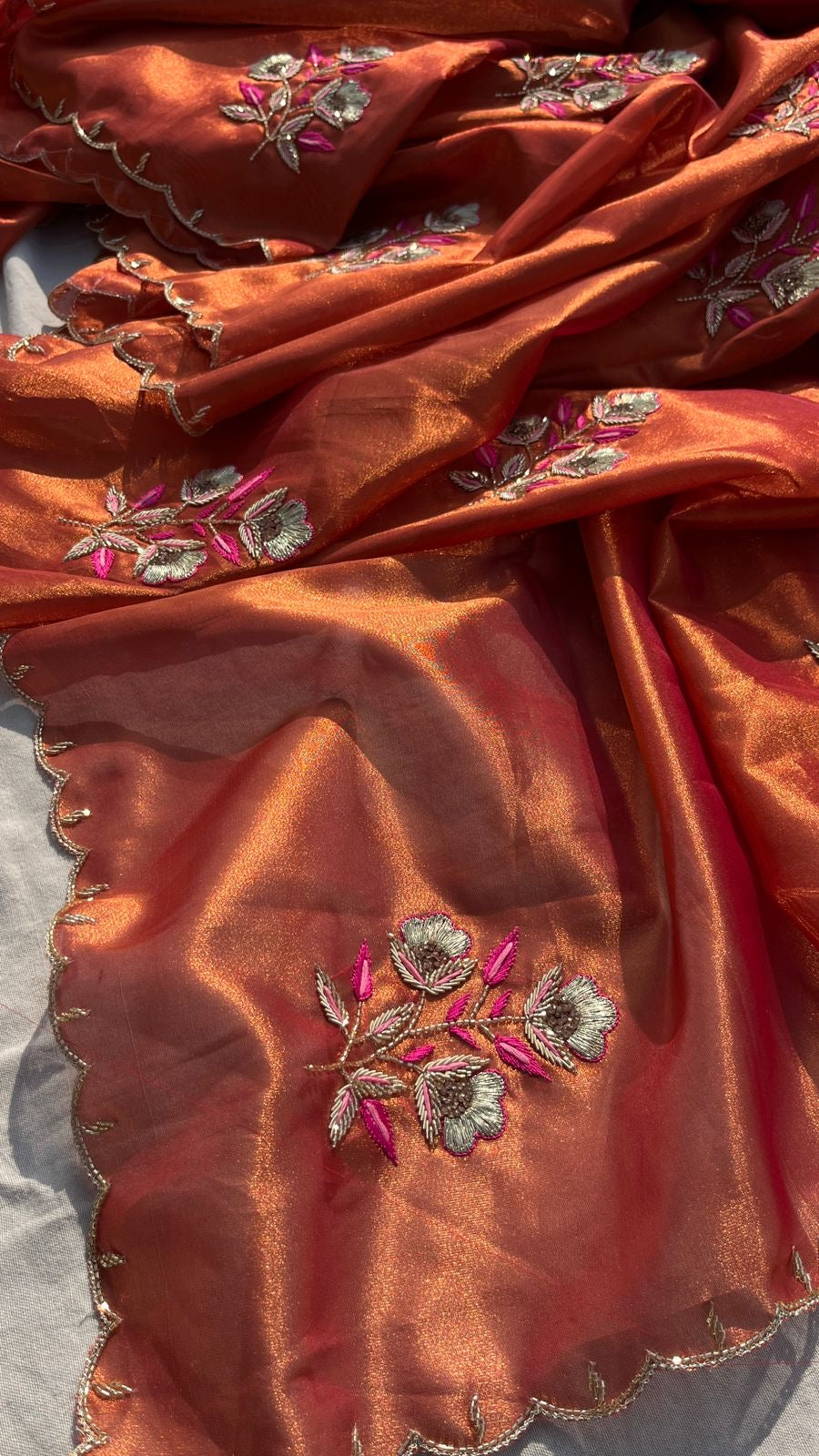 Handloom zari tissue saree stylish partywear sari