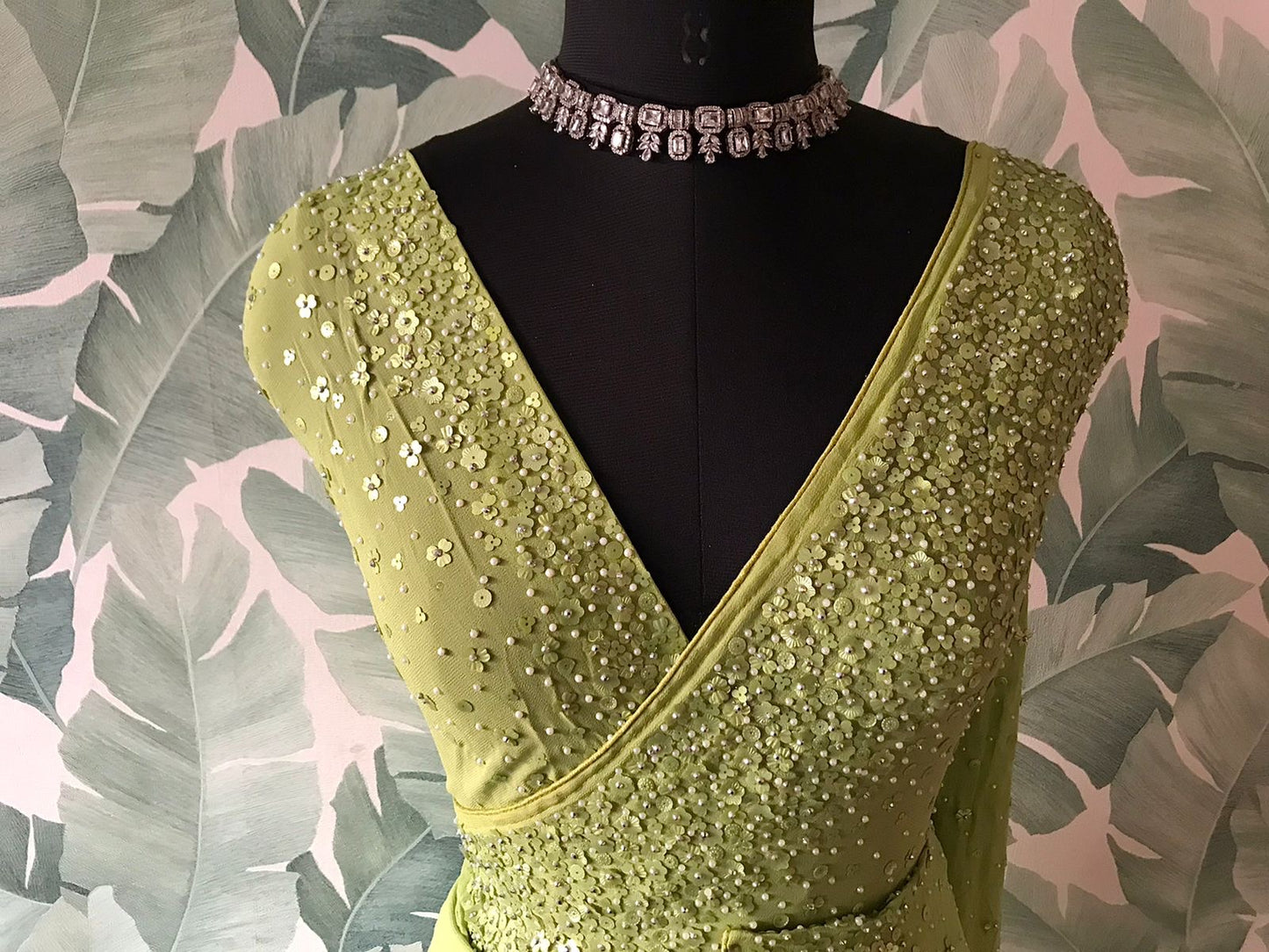 Premium pearl sequins saree handmade sari blouse