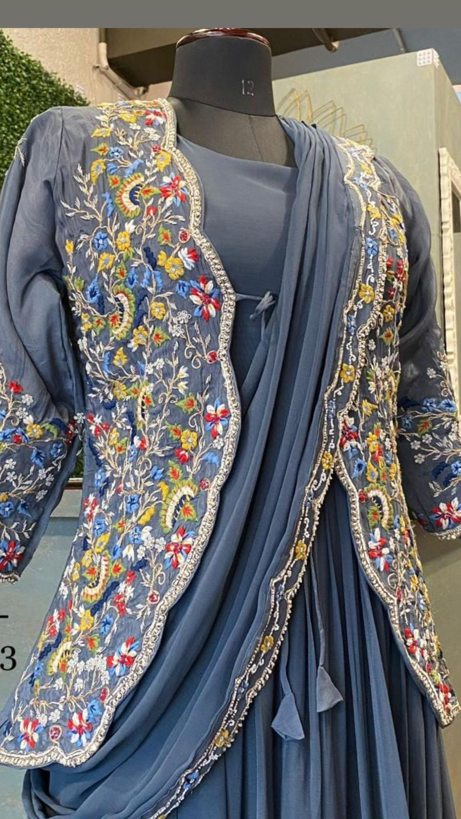 Blue Embroidered Dress Partywear dress