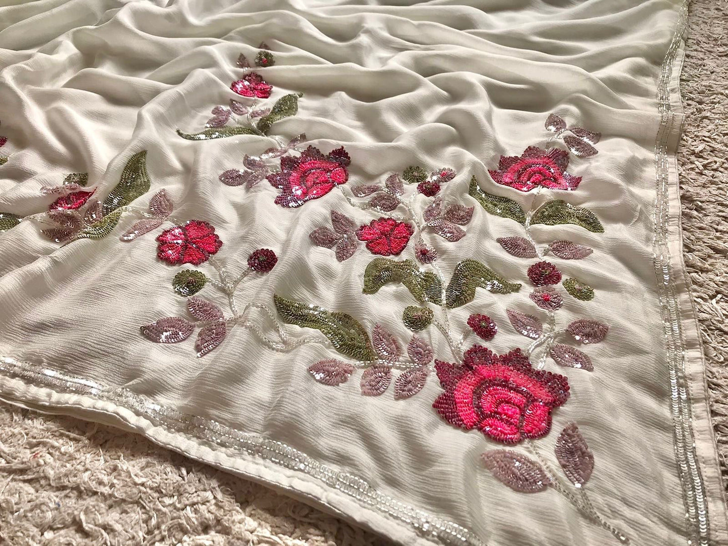 Premium gorgette saree Partywear sarees blouse Indian sari