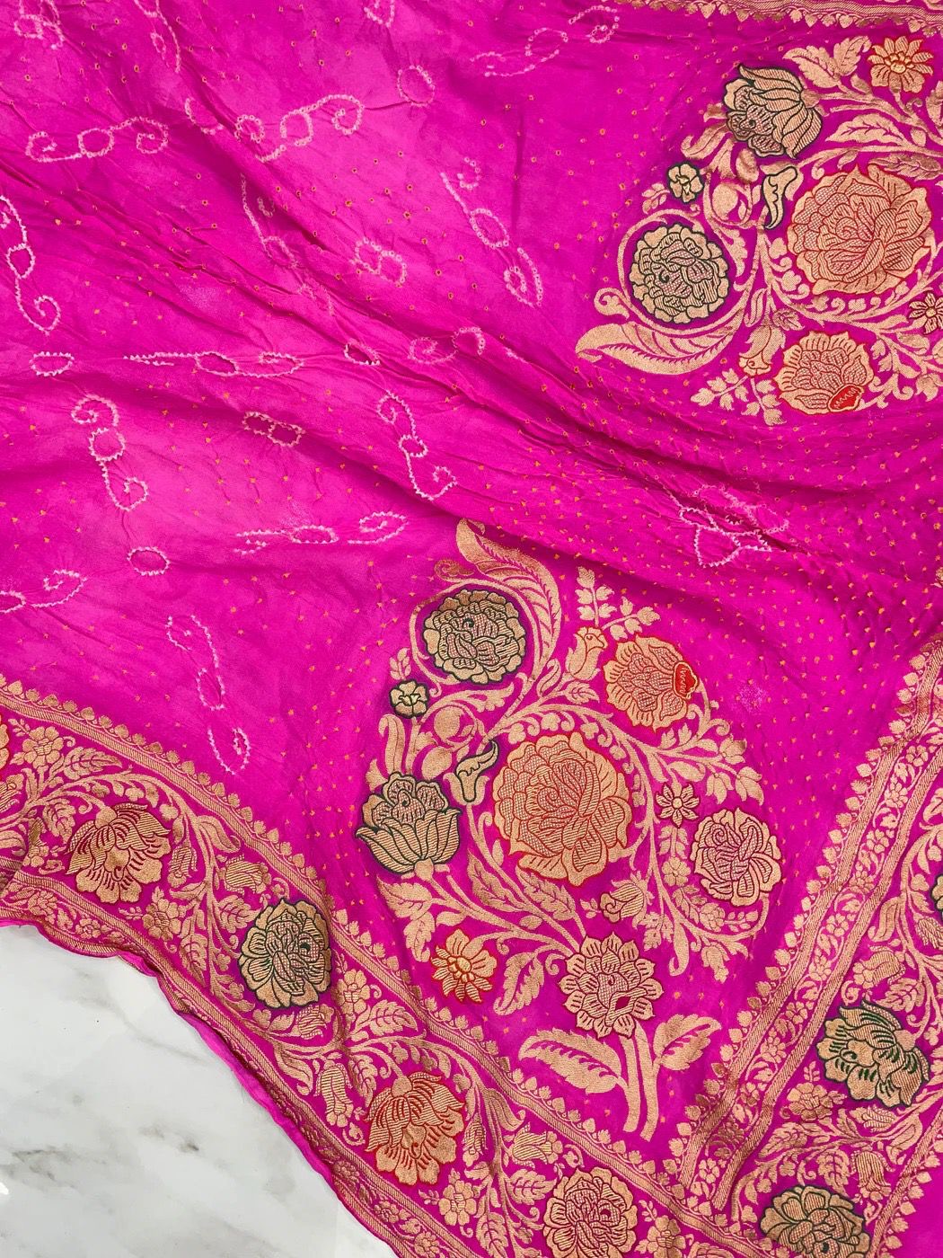 Banarasi bandhej dupatta handloom dupatta