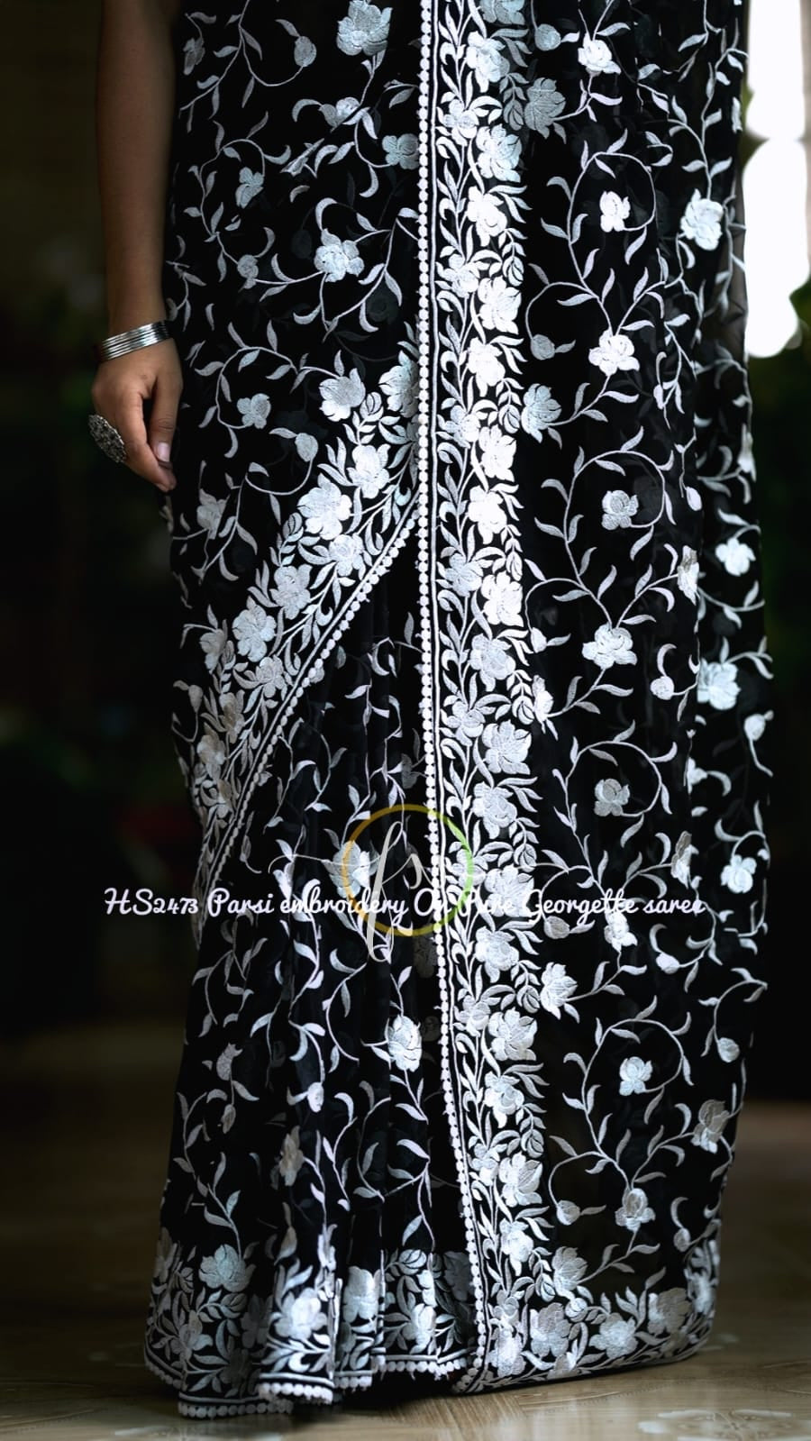 Black Persian inspired embroidery sarees