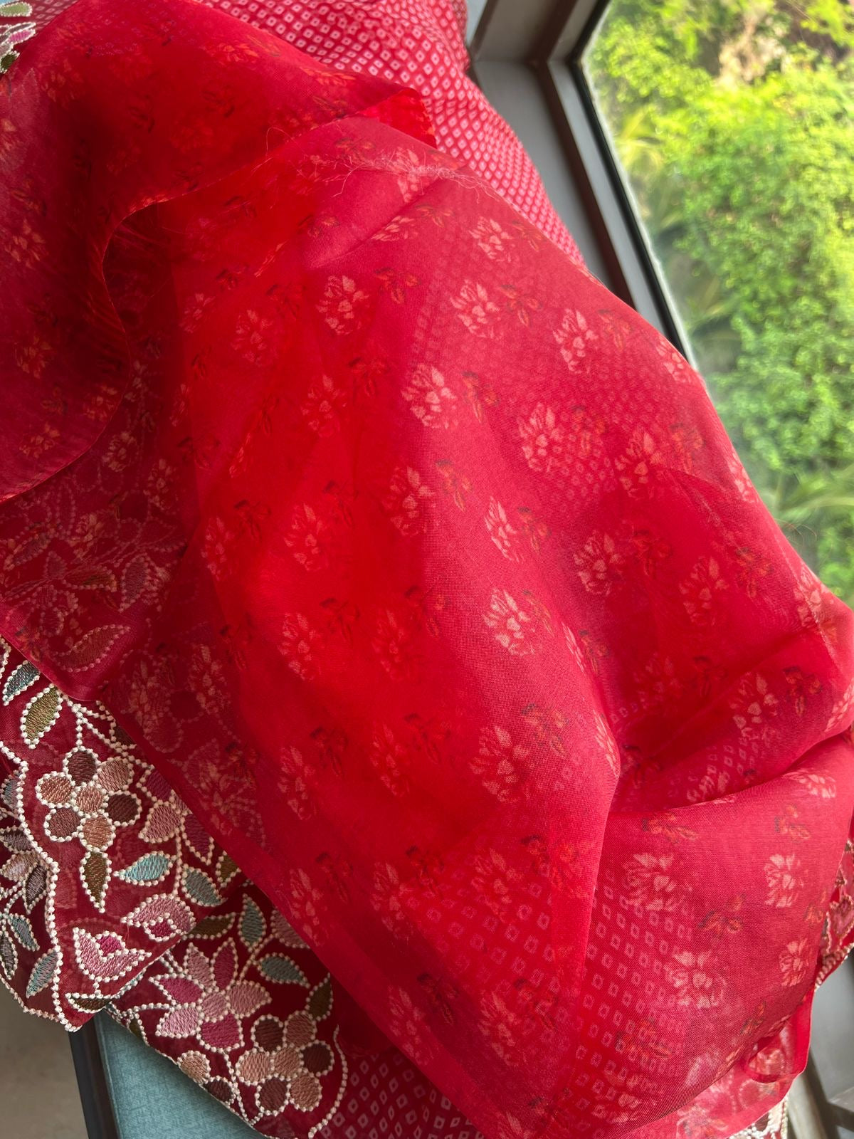 Red Organza Sarees Indian Saree