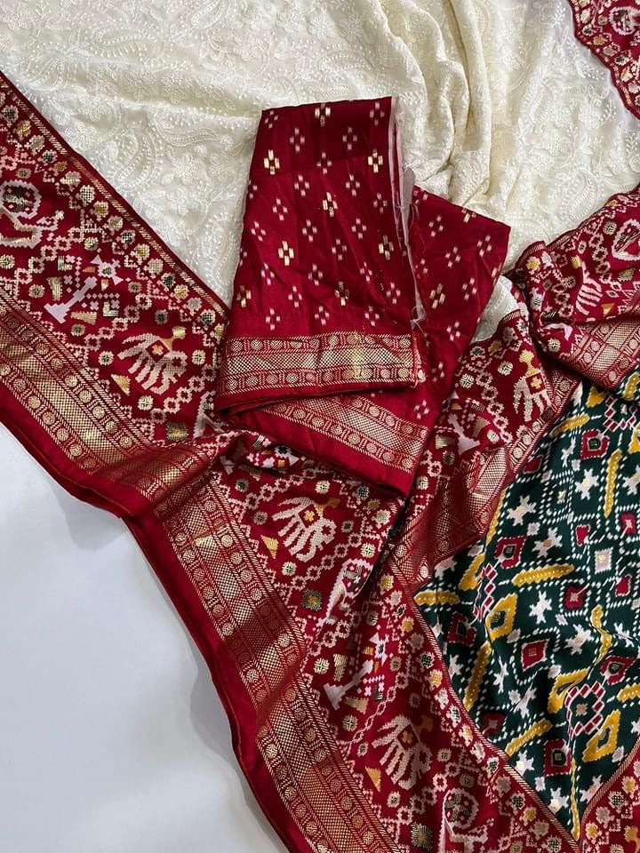 Chikankari saree Patola inspired saree Indian saree blouse