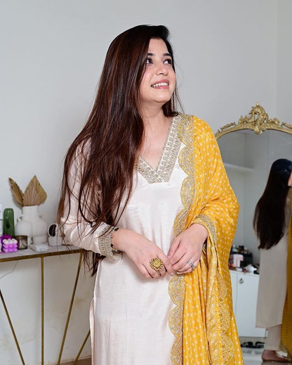 Bandhej inspired Chanderi salwar kameez