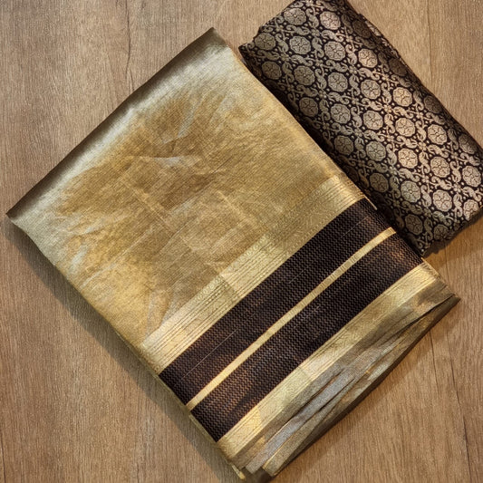 Katan inspired double tissue silk saree