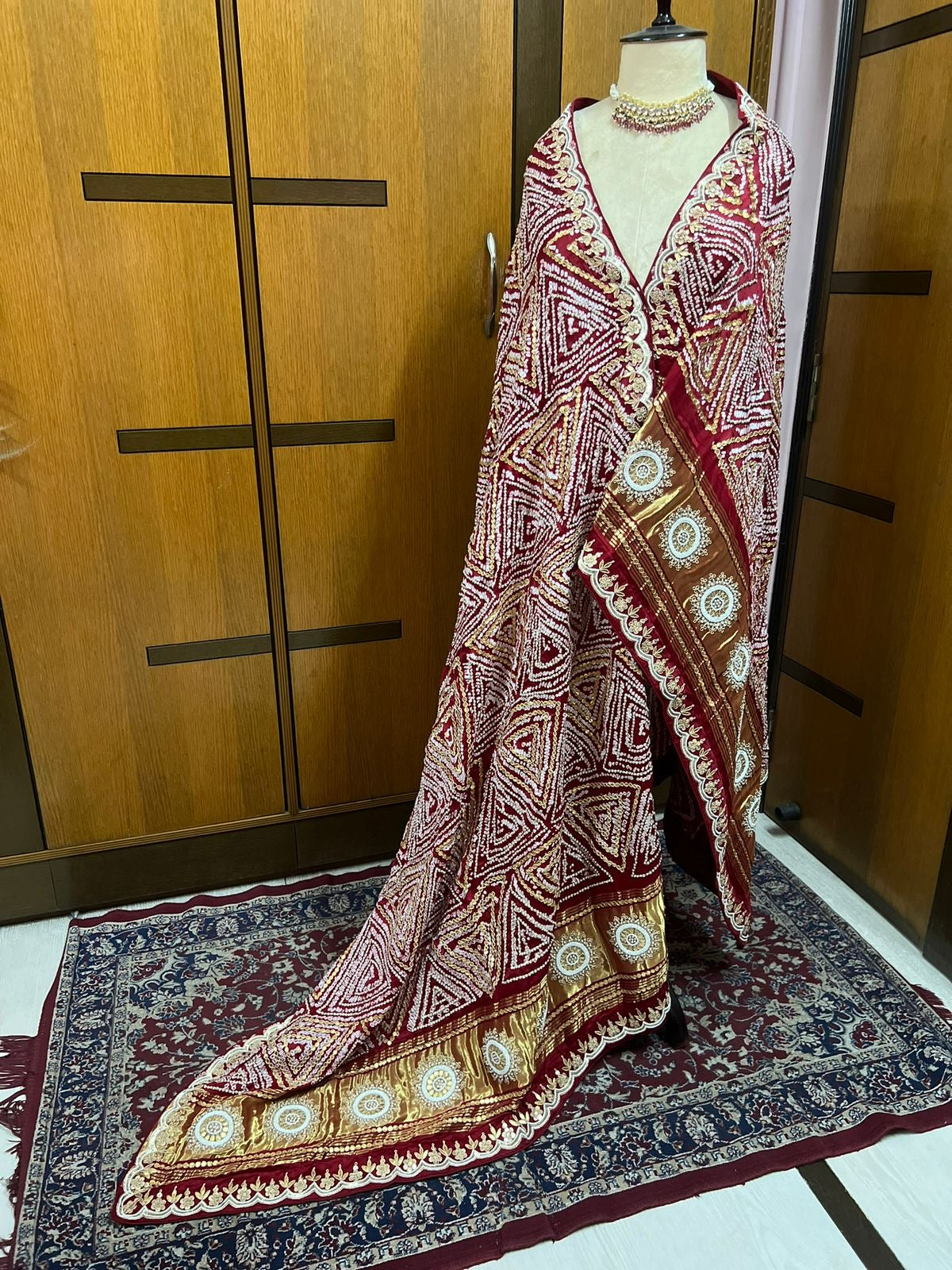 Red Gajji silk hand embroidery dupatta silk dupatta