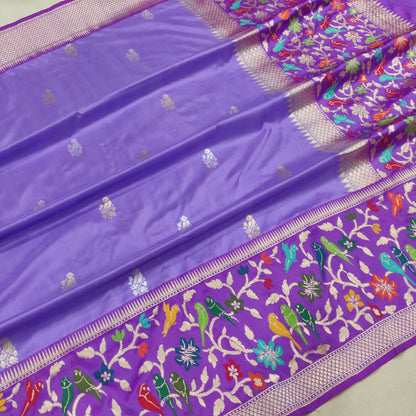 Purple Katan silk saree handwoven sarees blouse