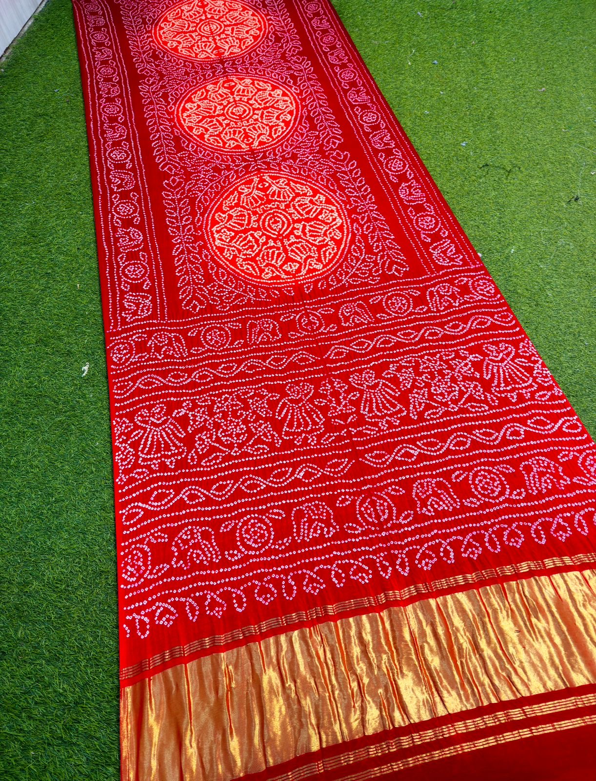 Red gajji silk saree bandhani sarees Indian sari blouse