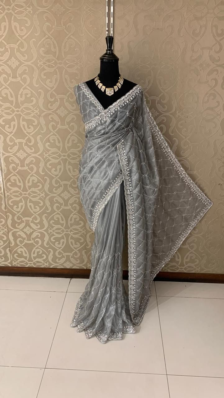 Venus organza saree reception saree beautiful saree blouse