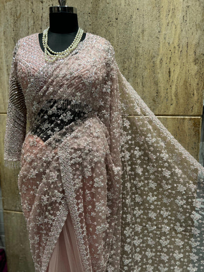 Designer saree net saree wedding sari blouse