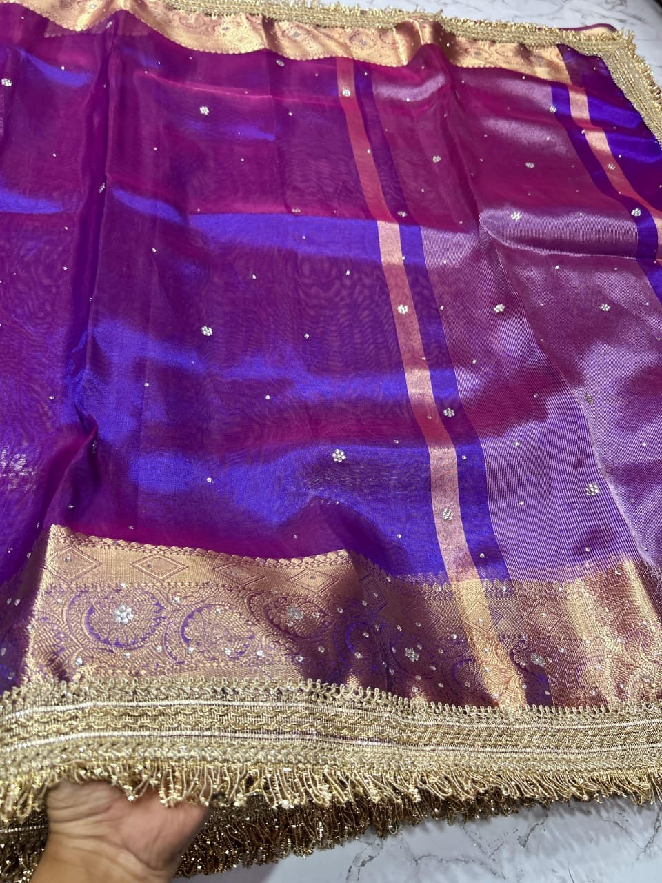 Tissue silk handmade Banarsi tissue lace sarees
