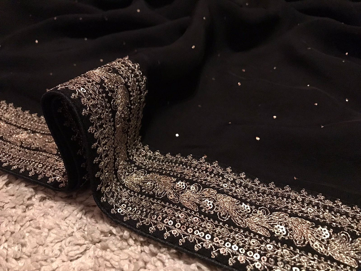 Black premium saree organza saree luxury sari blouse