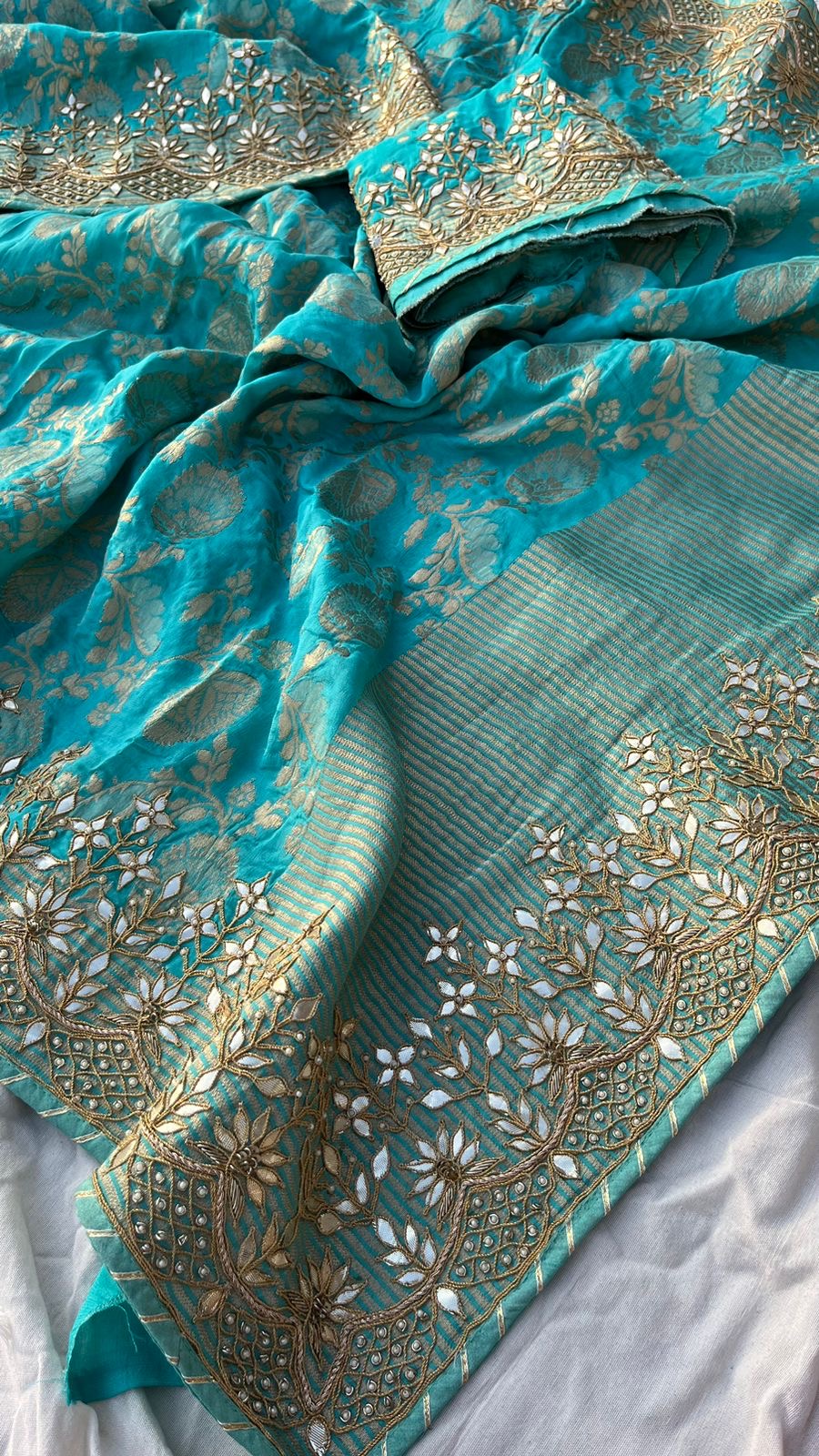 Sultana khaddi Gorgette saree gottapatti sari